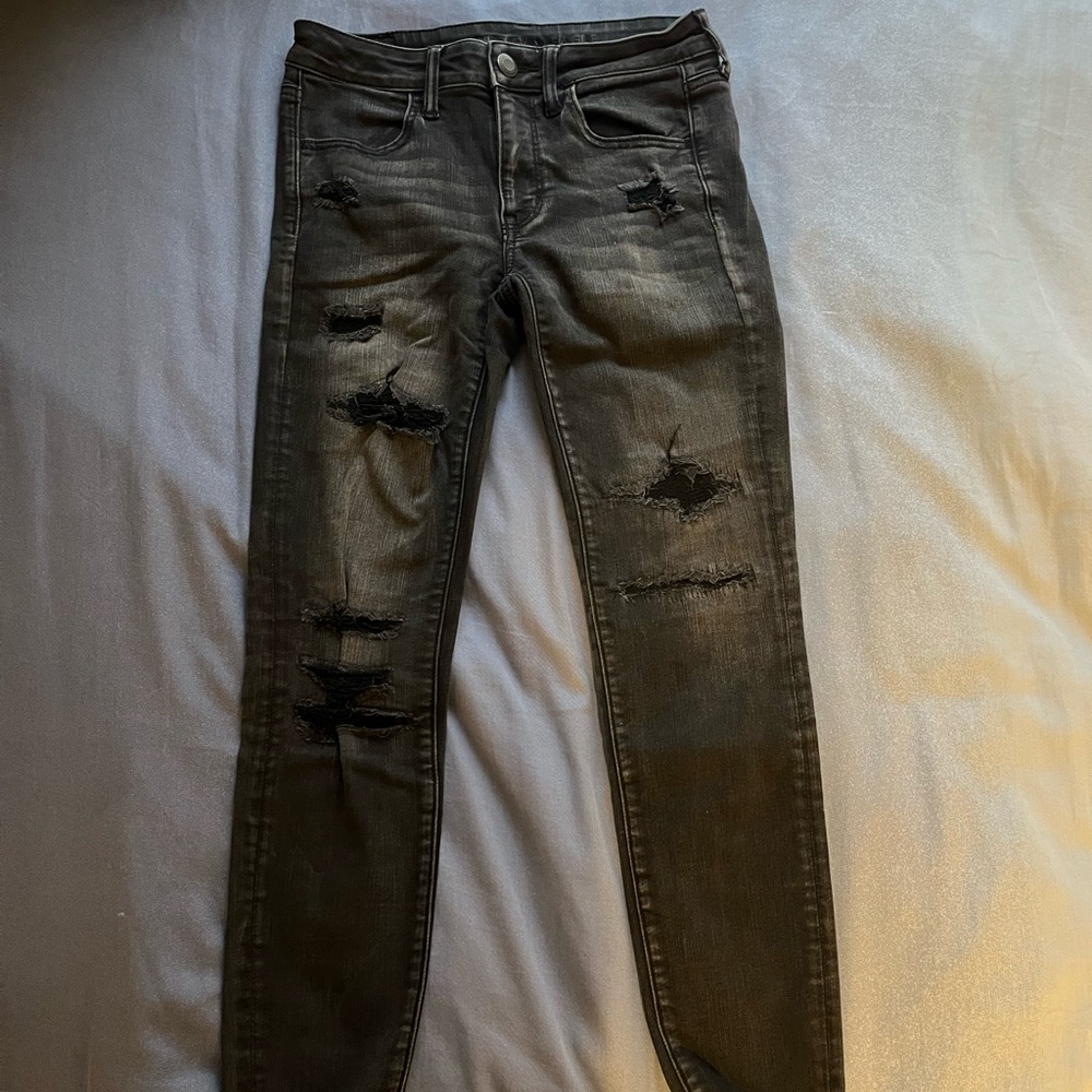 American Eagle Black Ripped Jeans | Next Level Stretch | Size 6